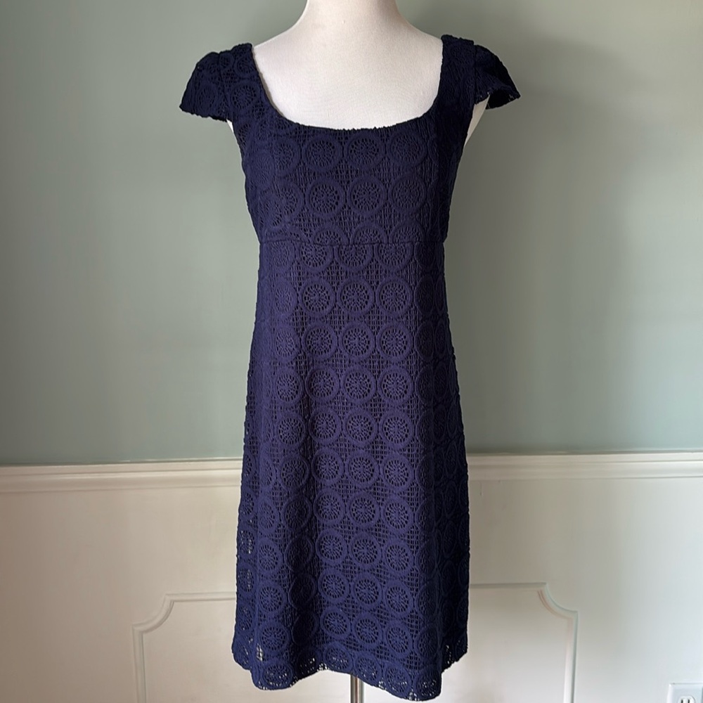 Lilly Pulitzer Laurent True Navy Zanzibar Lace Shift Dress